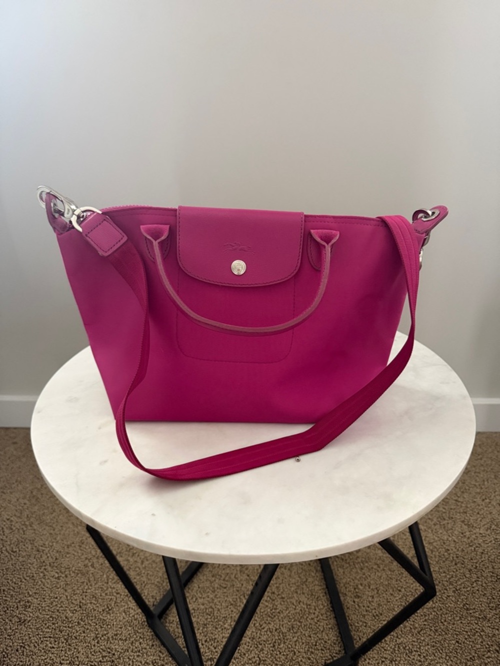 Longchamp Nylon Shoulder Bag in Bright Pink